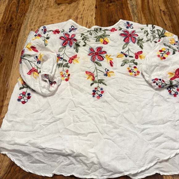 Kindred Anthropologie Top Womens 3/4 Sleeve large boho embroidered - Picture 7 of 8